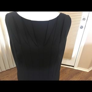 Pleated front black dress
